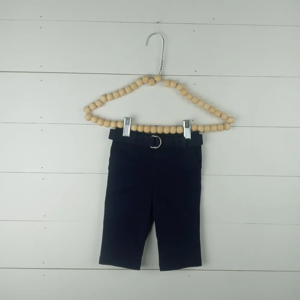 Ralph Lauren boys size 6 mos navy blue button elastic waist belted dress pants